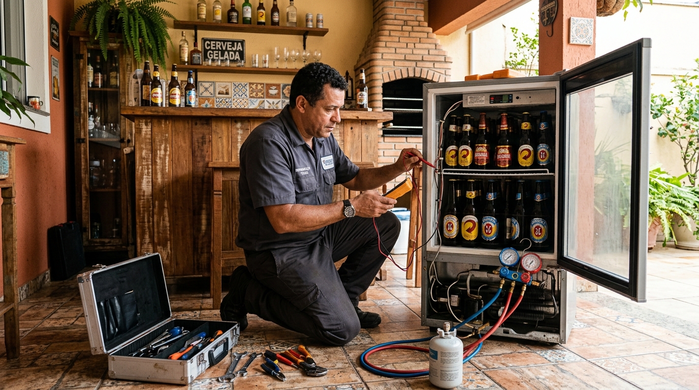 Recarga de gás refrigerante em cervejeira em atendimento em Recife‑PE