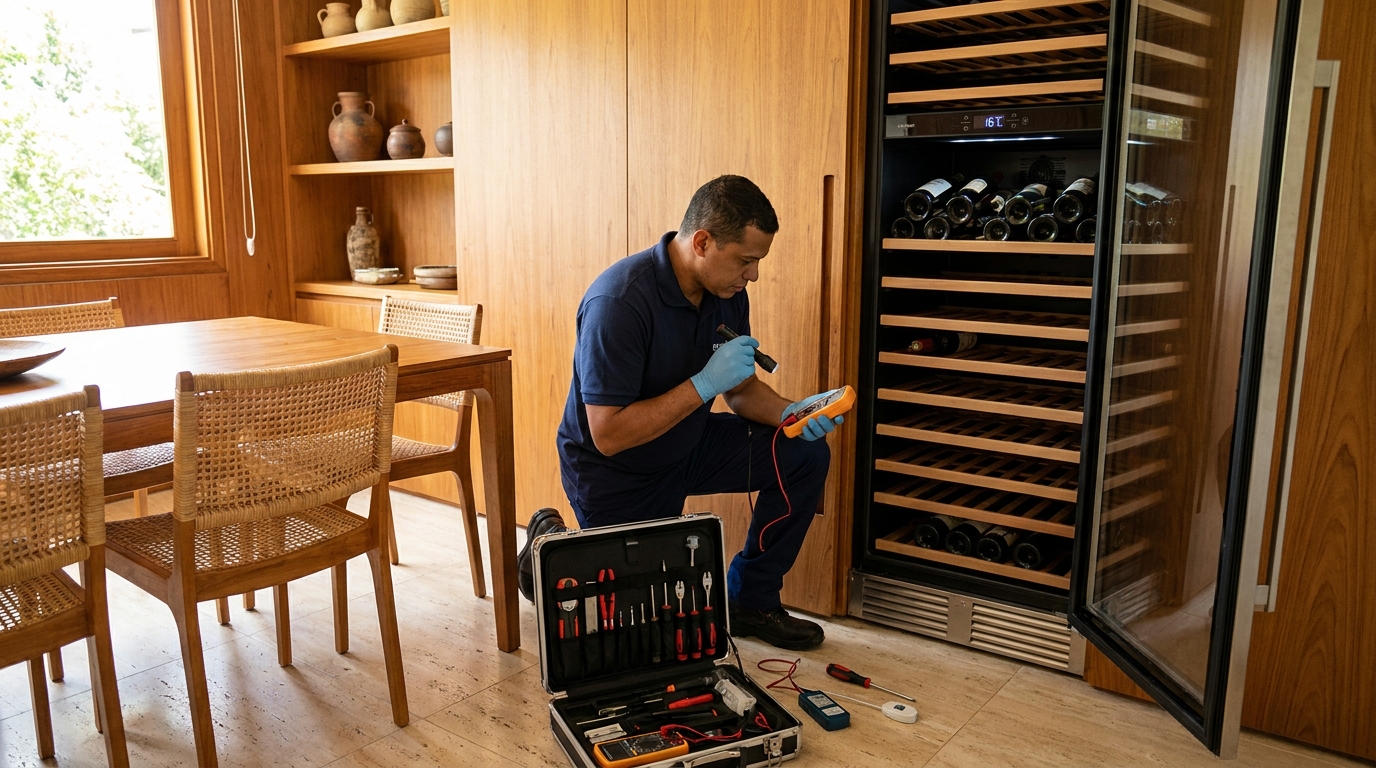 Troca de termostato de adega climatizada em atendimento técnico em Recife‑PE